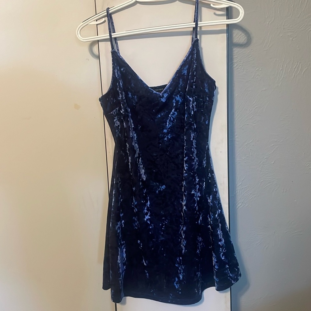 Velvet blue mini dress